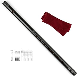 Japanese Shinobue Flute 7/8 Hon Handmade Bamboo Flute Musical Instrument (Black 7Hon)