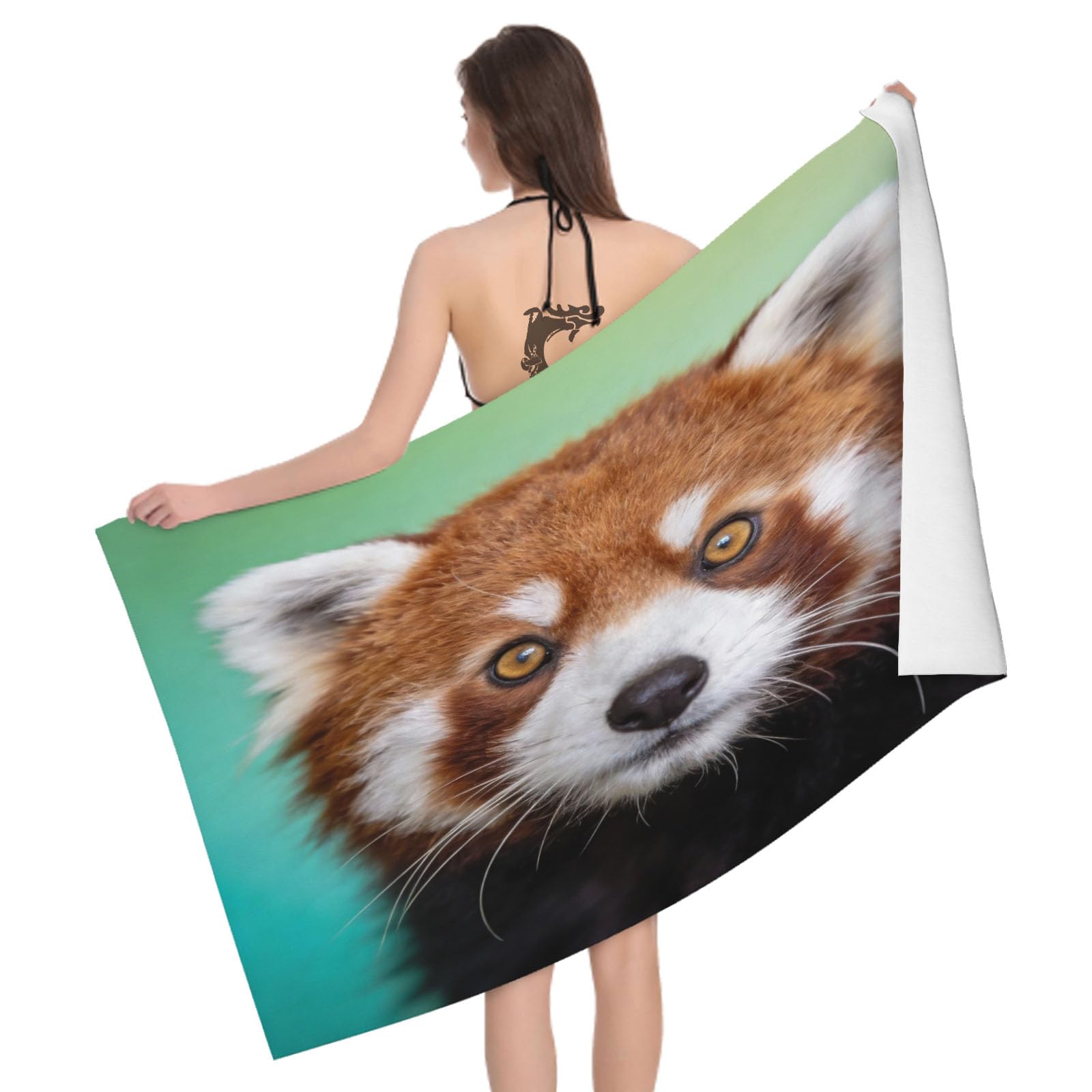 Leichong 3D Red Panda Beach Towel Microfiber Soft Quick Dry for Adults, Animal Theme Bath Towel Lightweight Soft Absorbent for Travel Swimming Pool Sports, 75 x 150 cm