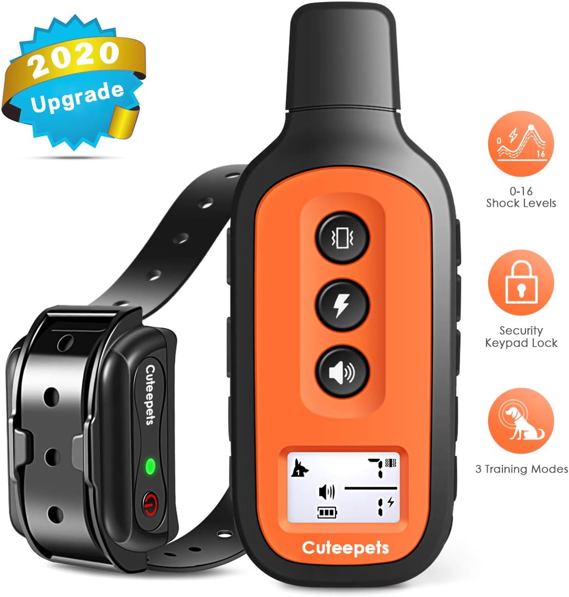 Dog Training Collar-2019 Newest Shock Collar for Dogs with 3 Training Modes, Beep, Vibration and Shock, UP to 1600FT Remote Range, Rechargeable & IPX7 WaterProof, 0-16 Shock Levels Dog Training Set