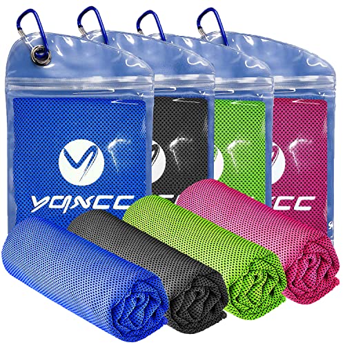 YQXCC Cooling Towels | 4 Pack 100x30 cm | Cool Cold for Neck and Face | Microfiber Soft Breathable Chilly | for Sport, Yoga, Golf, Gym, Camping, Running, Workout & More Activities
