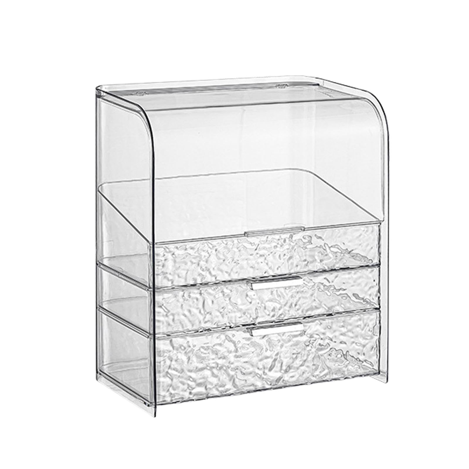 Organisateur de Maquillage, Vitrine Cosmétique, Transparente, 3 Couches, à Assembler, Boîte de Rangement Cosmétique pour Rouge à Lèvres, Coiffeuse, Clair, avec Un Couvercle