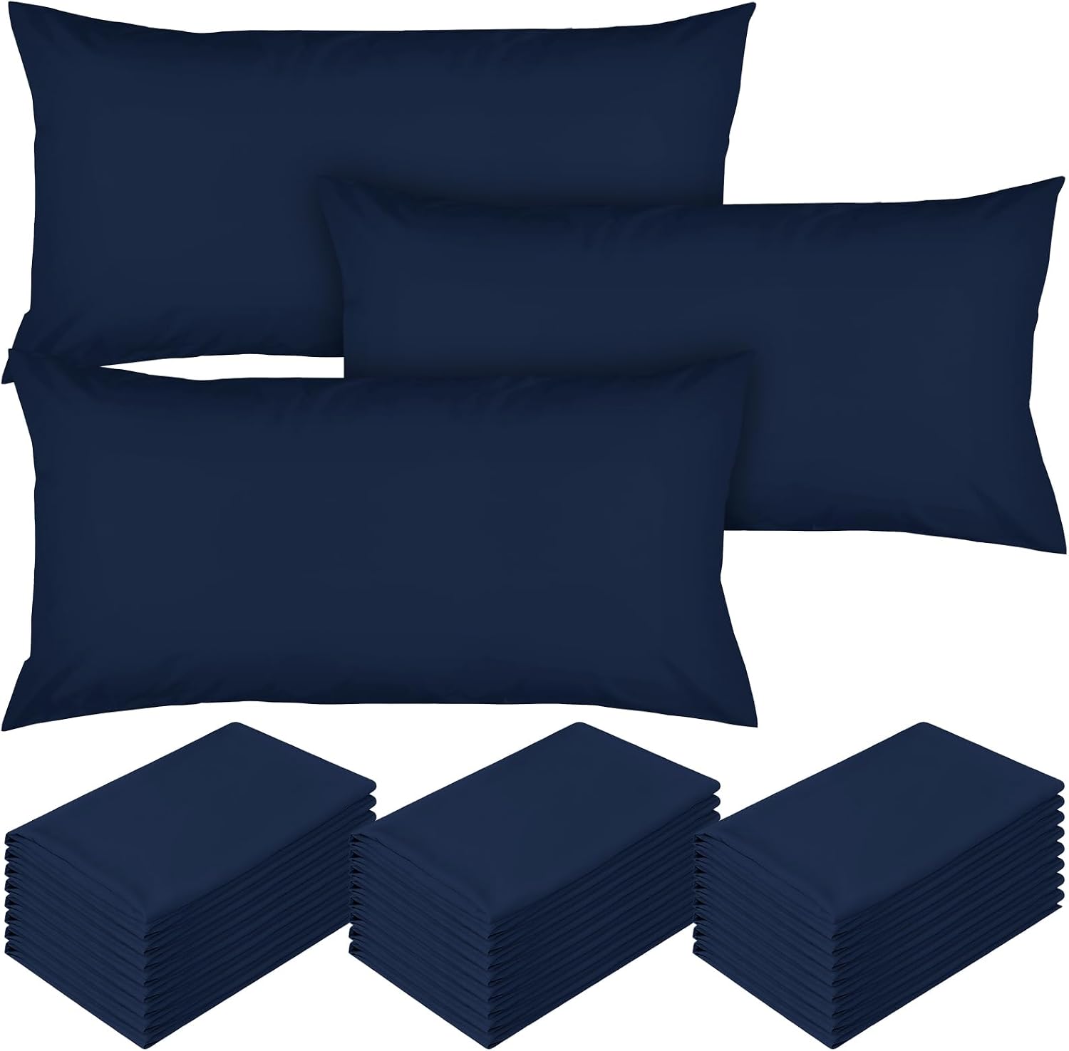 24 Pack Pillow Cases King Size Bulk, 50x90cm Pillowcase with Envelope Closure, Soft Microfiber Pillow Cover for Home Rental Hotel Hospital Spa Rental Bedding Essential (Navy Blue)