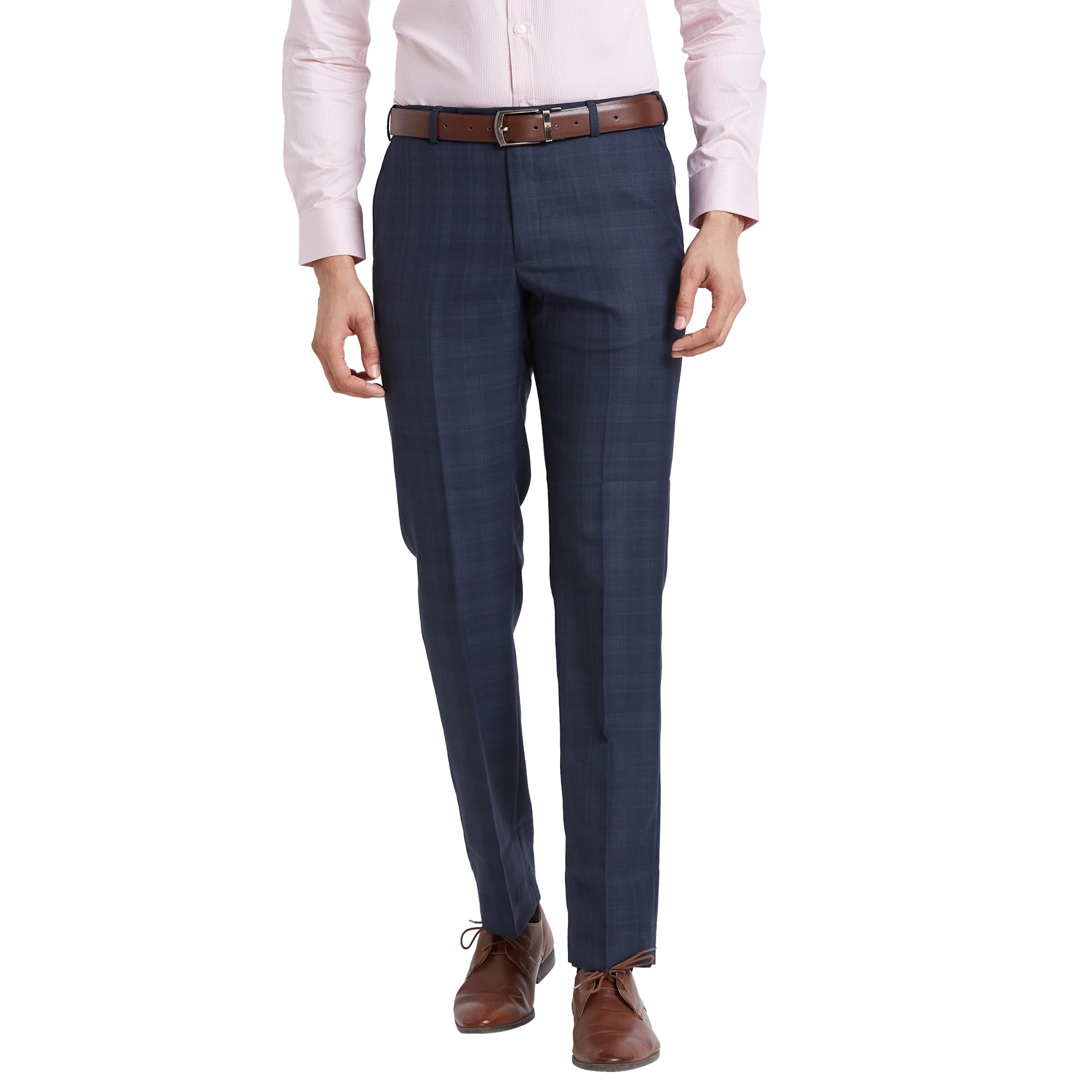 park avenue Men's Mid Rise Checks Pattern Smart Fit Polyester Blend Flat Front Formal Trouser-picture-21