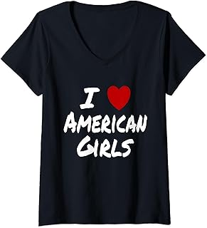 I Heart (Love) American Girls Preference Sexy Hot Attractive V-Neck T-Shirt