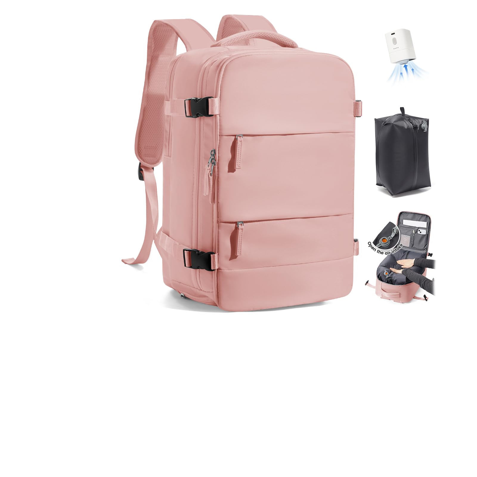 SZLX Zaino Ryanair 40x30x20 Sottovuoto con Pompa Zaino Ryanair 40x20x25 Donna Zaino da Viaggio Wizzair Bagaglio a Mano Uomo per Laptop da 14 Pollici Borse da Cabina 45x36x20 Easyjet con Porta Scarpe