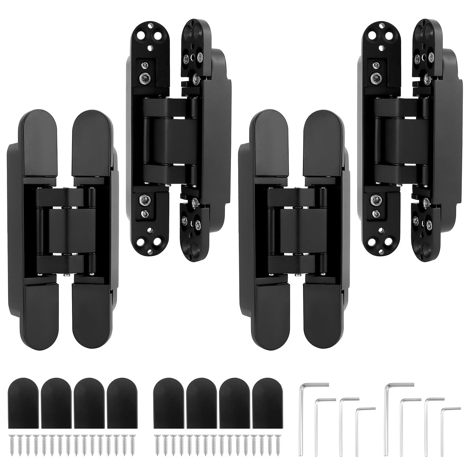 QWORK Bisagras de puerta ocultas ajustables - Bisagra oscilante de 180 grados de aleación de zinc de 6 pulgadas para puertas de hasta 850 mm de ancho y 88 libras, 0-35 mm de grosor