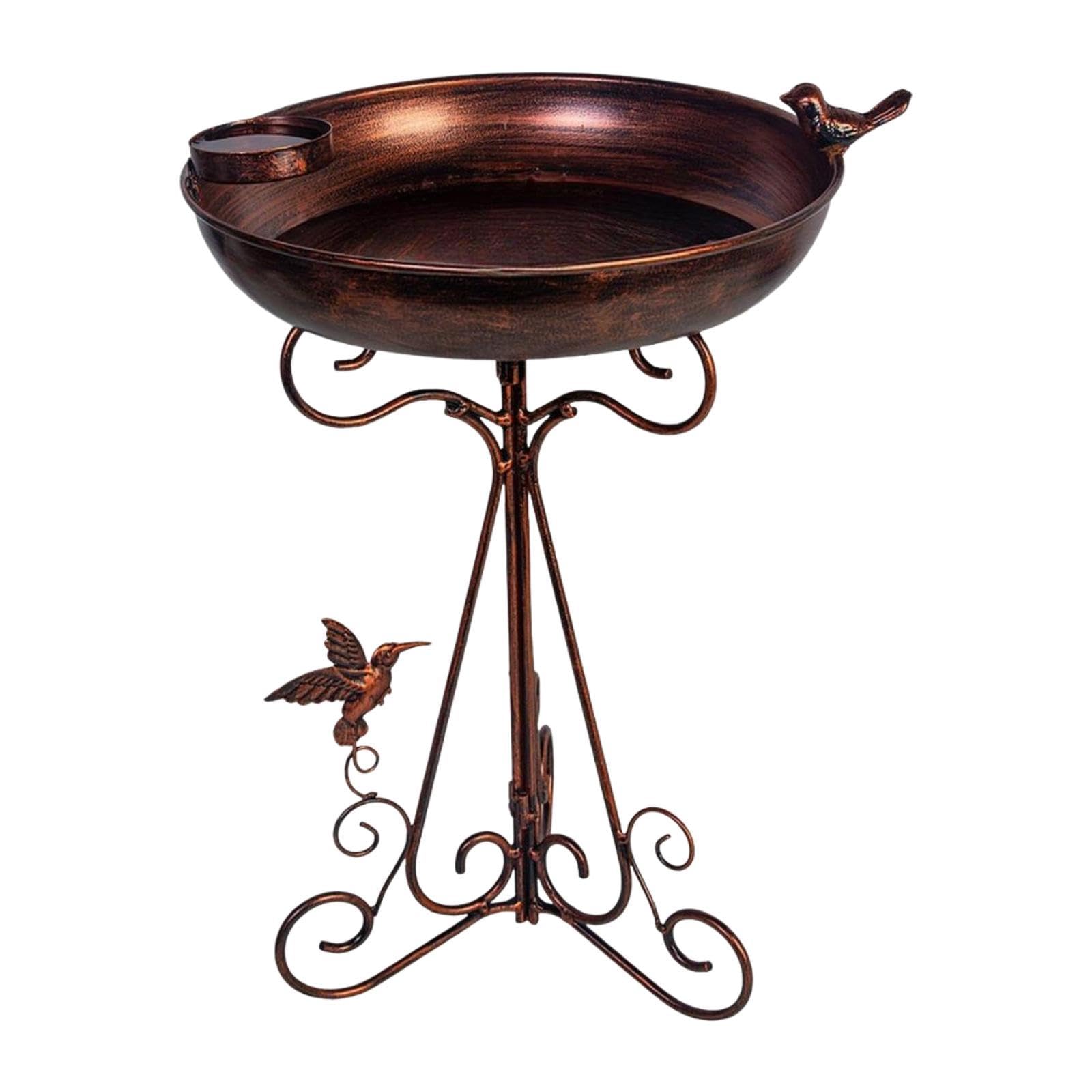 Bain d'oiseaux métal statue robuste abreuvoir décoratif pour extérieur et jardin