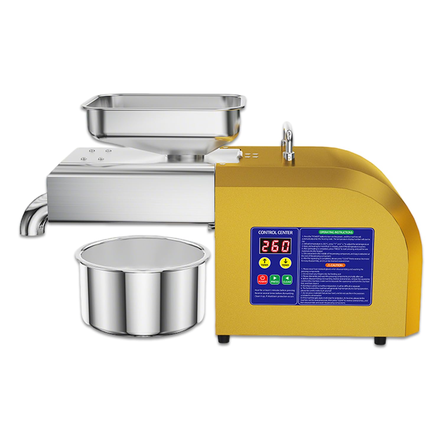 WTRYRN Smart Oil Press, 1800W High Power Oil Extractor with 30+ Kinds Seed Compatibility, Dual Press Modes for Daily Baking & Household DIY Crafts