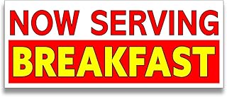 Now Serving Breakfast Vinyl Banner (Size Options) Small - 24x60