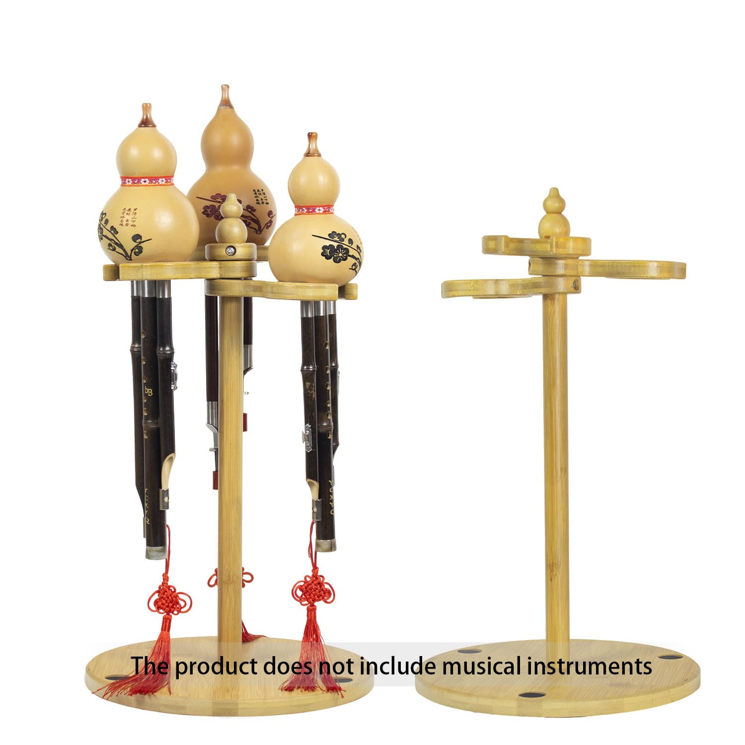 YCXYQ Wood Color - 3 Hulusi Display Stand Cucurbit Flute Desktop Rack Musical Instrument Display Stand Multi-Layer Bamboo Seat Nan Bamboo Rack