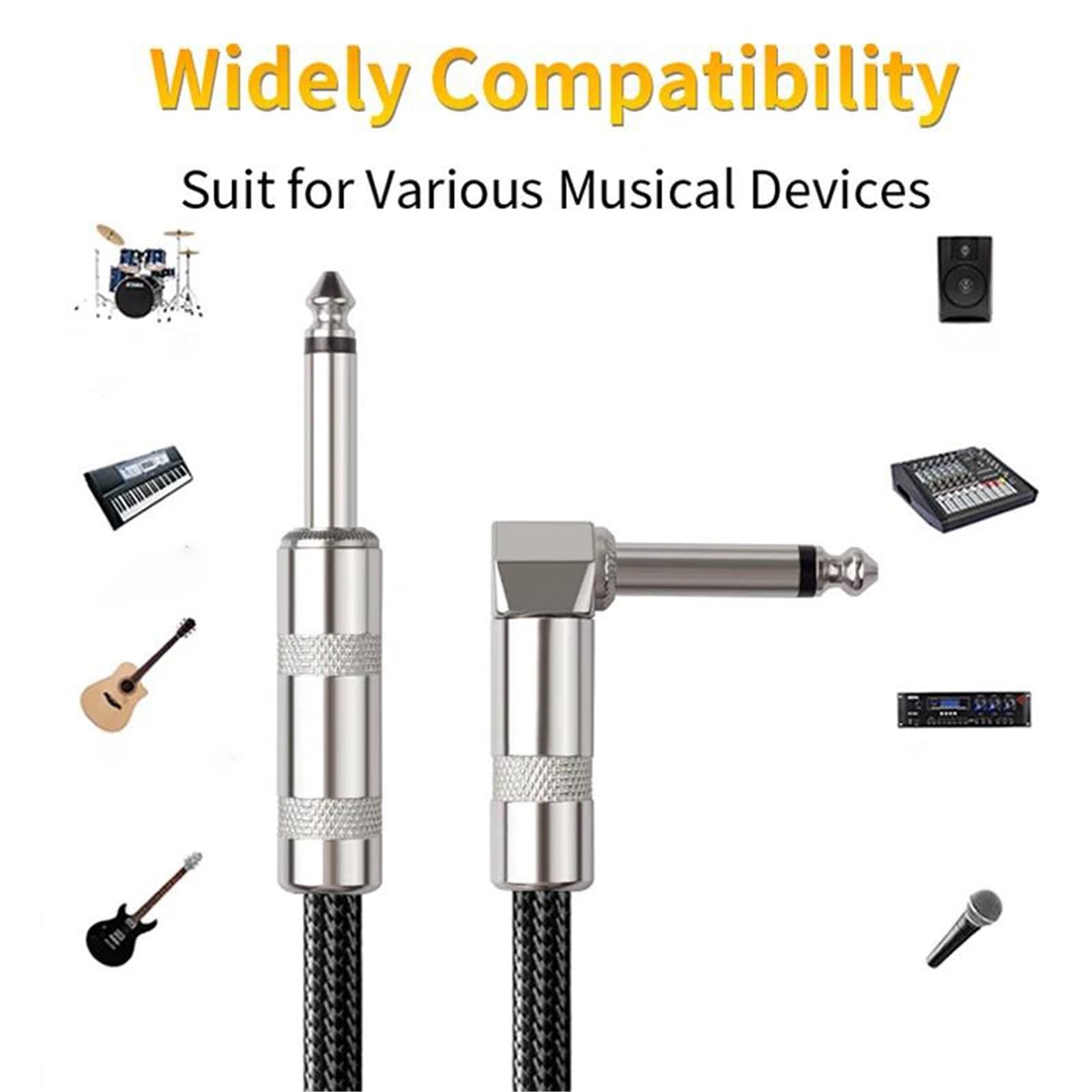 Guitar Cable de Audio Cable Para Instrumentos De 10 Pies Diseño Portátil Cable 6,35mm Compatible Con Guitarras Eléctricas Y Teclados | Cable de para guitarra