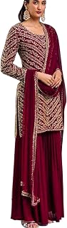 Rajveer fab Women's Georgette Embroidered Semi-Stitched Salwar Suit (R_F_1077) Price In India