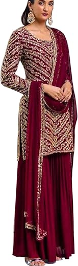 Rajveer fab Women's Georgette Embroidered Semi-Stitched Salwar Suit (R_F_1077)