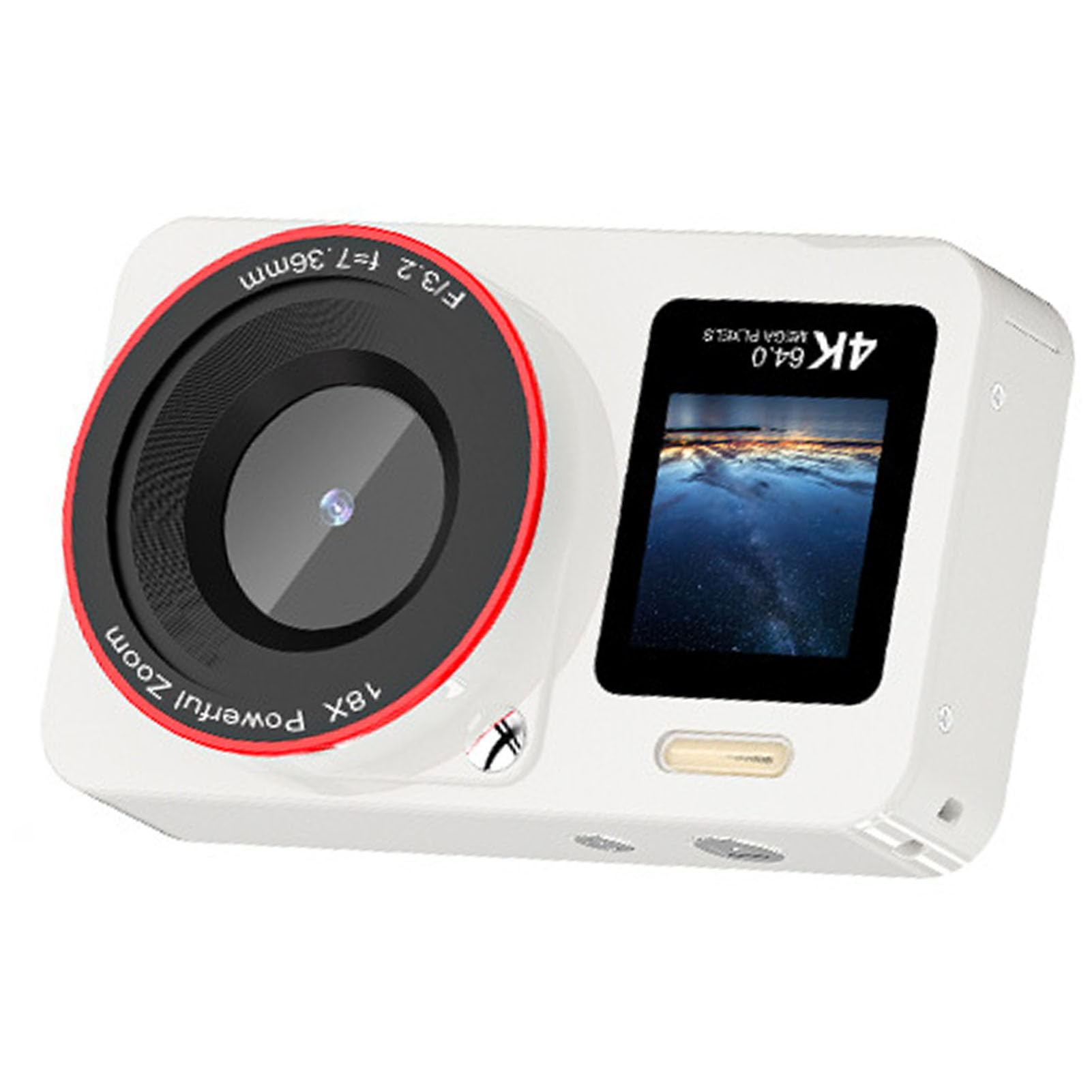 Jectse Fotocamera Digitale 4K, Fotocamera Selfie Doppio Schermo HD da 64 MP con Zoom 18X e Flash Integrato, per Fotografia Principianti Studenti Adolescenti (White)