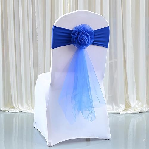 Vista 30 de Paquete de 6 bandas elásticas de elastano para silla, cinta de organza floral para boda, fiesta, cumpleaños, baile, fiesta, celebración, decoración