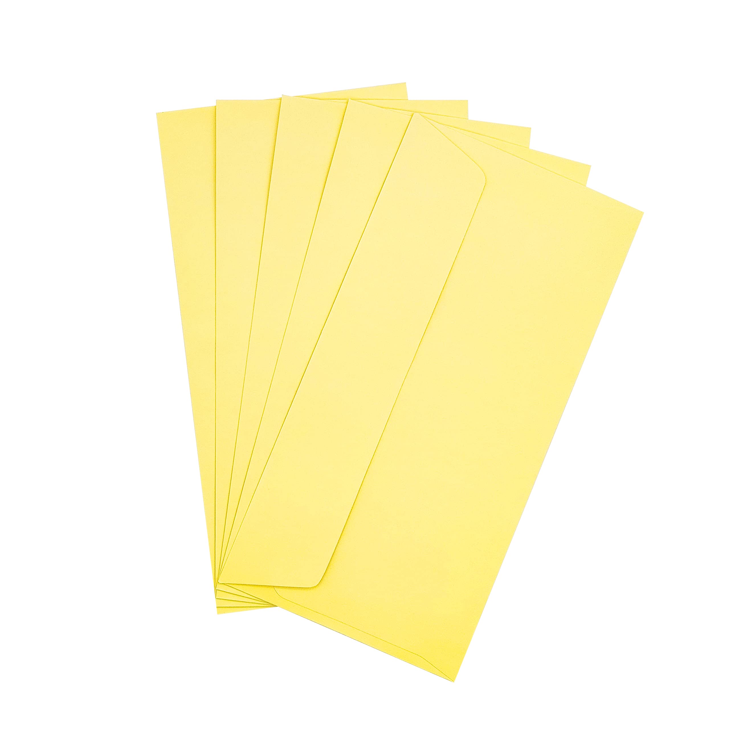 Raylu Paper® - 20 Small Coloured Envelopes with Adhesive Closure and No Window for Party, Wedding, Birthday or Christmas Colourful Envelopes DL 110 x 220 mm (Light Yellow)