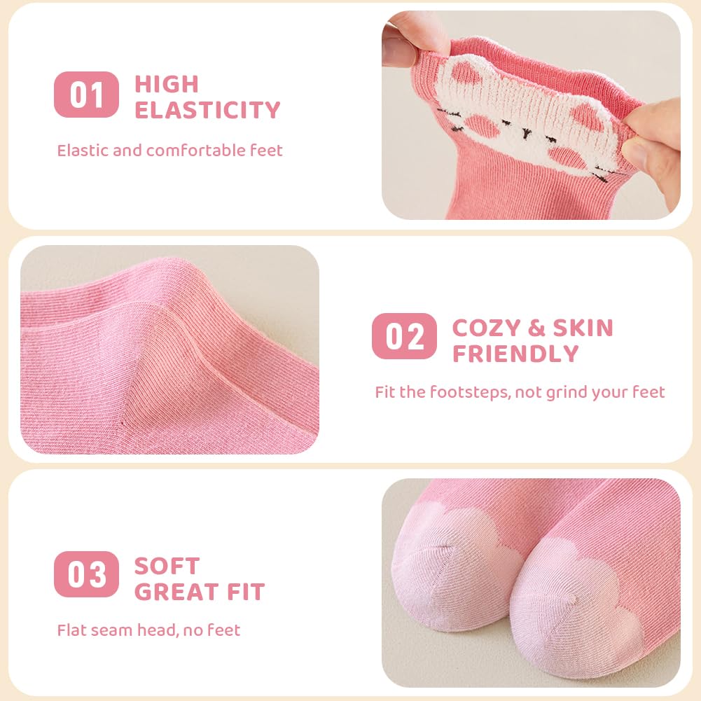 Calcetines para Niños Niña, Calcetines de Pantorrilla, Calcetine Deportivos Algodón Bonitos, Ternera de Rosa Calcetine Gifts para Niñas y Amigas, 5-8 años