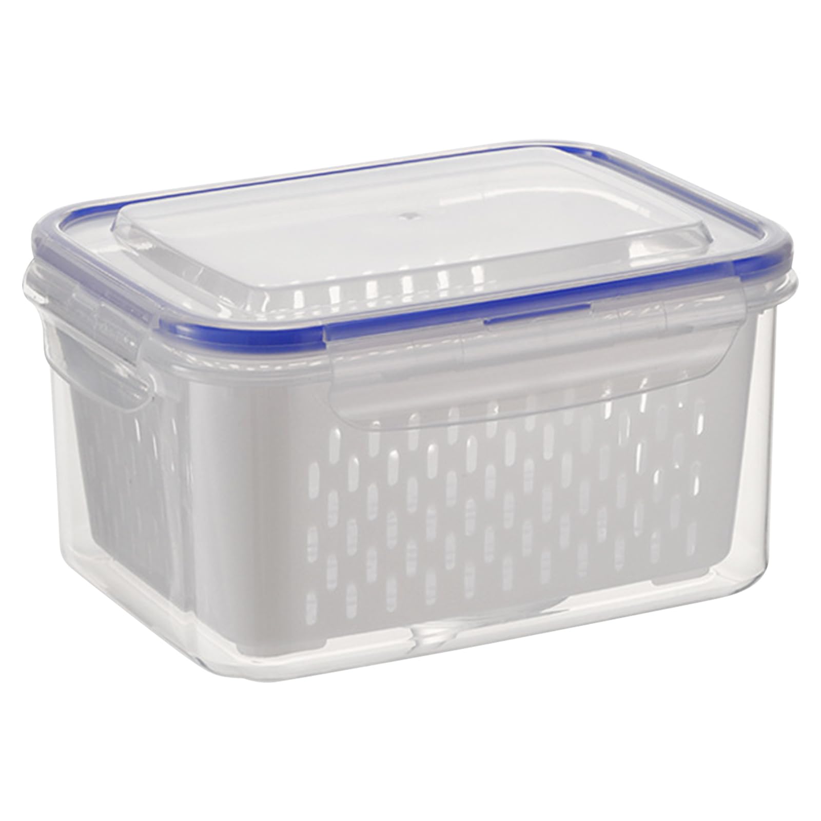 Fruit Storage Containers for Fridge Leakproof Food Storage Containers with Removable Colander Plastic Fresh Produce Saver Keep Fruits Vegetables Berry Meat Fresh Longer (Blue 850ml)