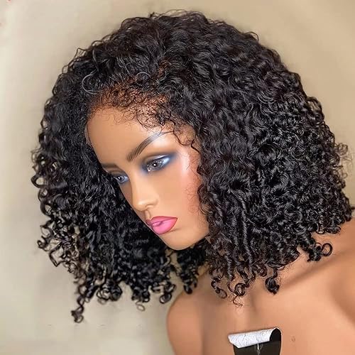 Peluca de cabello corto rizado tipo Bob rizado de 13 x 6 HD, encaje frontal invisible, cabello humano natural HD con encaje frontal, pelucas para