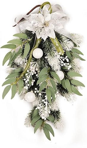 Miniatura 7 de Decoración navideña con diseño de lágrima de Navidad preiluminada, para puerta delantera, decoración navideña para interiores y exteriores,