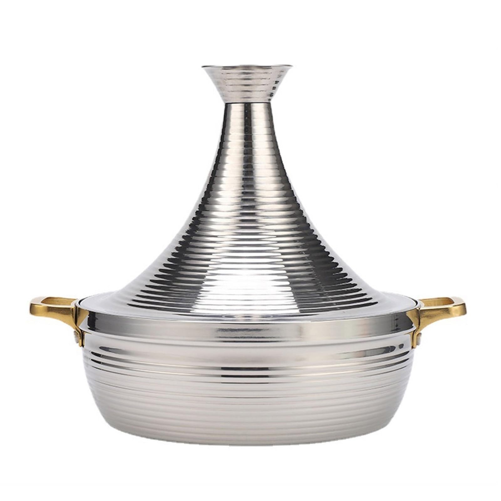 Dreischichtig Verdickt Taji-Topf Tajine Topf Zum Kochen Langlebig Edelstahl 304 Tagine Marokko Mit Konischem Deckel(Silver,28cm)