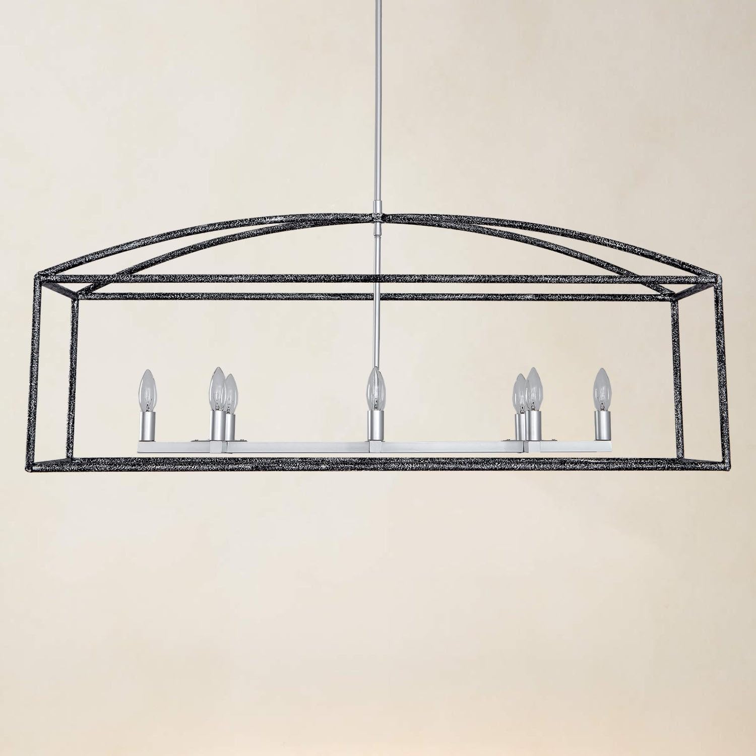Forged-Iron Linear Chandelier, Fallon Forged-Iron Linear Chandelier 46" w x 14.5" d x 19.5" h(Nickel)