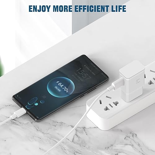 Miniatura 5 de Cargador rápido para Samsung 2 unidades de 6 pies tipo C cable de carga rápida con teléfono Android USB bloque de cargador de pared para Samsung