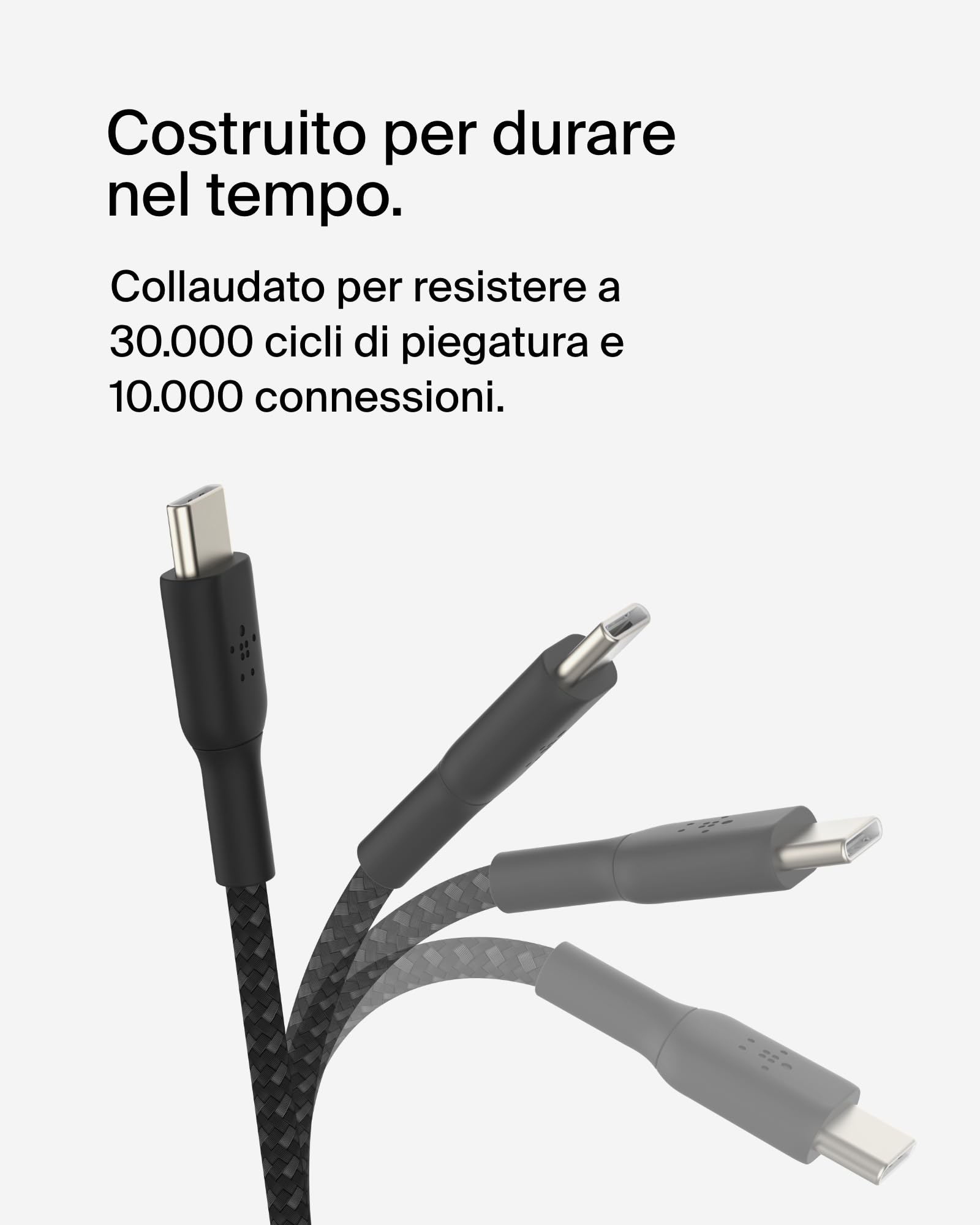 Belkin Cavo USB-C A USB-C Intrecciato 2m 240W: Ricarica Rapida Per IPhone 16, Galaxy S25, MacBook, Bianco
