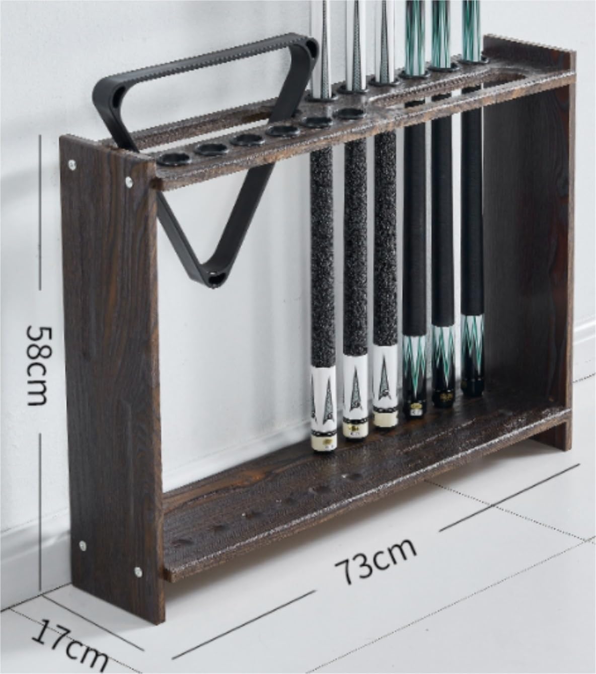Pool Stick Holder Wood Billiard Cue Rack Holds 12 Cues Billiard Stick Stand Stylish Premium Easy to Put Together Billiard Room Pool Hall