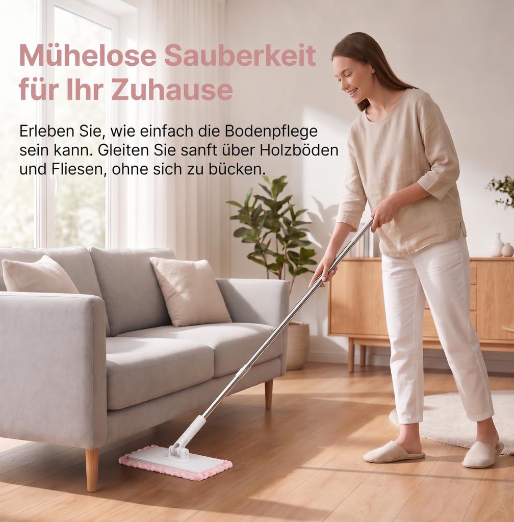 Mop z systemem zaciskowym i zaciskowym, podłoga z 10 ścierkami z mikrofibry wielokrotnego użytku, bez mycia rąk, jeden przycisk do wymiany, mini mop z automatyczną ściereczką zaciskową, do domu i