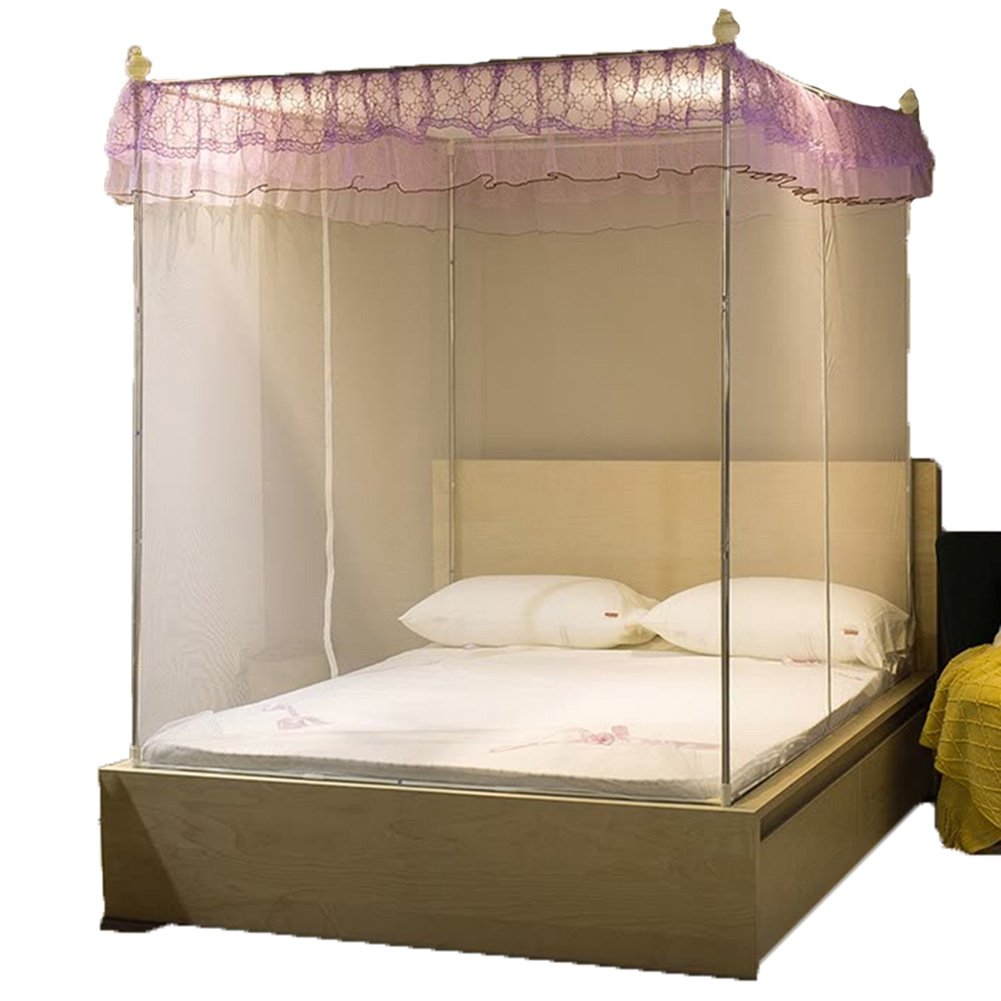 Mosquito Net Mosquito Protection Mosquito Curtain Bed Net Clover Lace Open The Door Bed Type Zipper Yurt (4 Colors Optional) TINGTING (Color : White, Size : 1.2M)