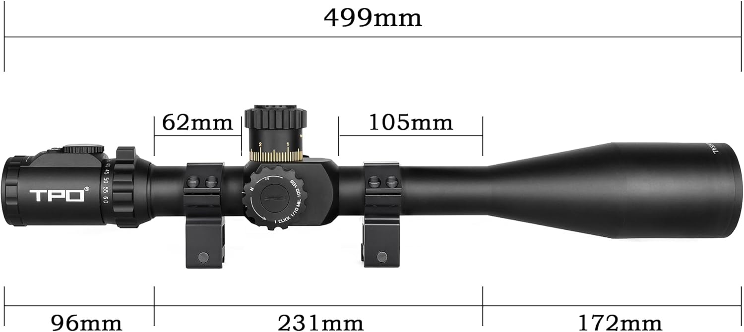 KT12-60X60SAL Long Range Rifle Scope 35mm Tube Side Parallax Adjustment with Scope Rings