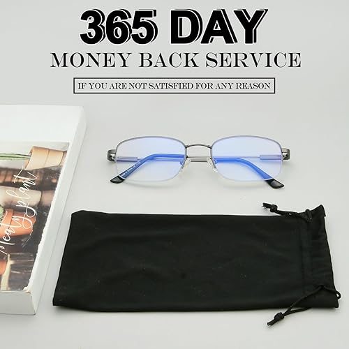 Miniatura 7 de BFOCO Gafas de lectura progresivas de medio borde para mujeres y hombres, lentes de bloqueo de luz azul multienfoque con lectores de bisagra de