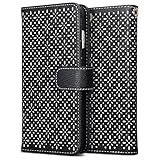 iPhone 6S Plus Case, Terrapin [Black] [Etched Floral Pattern] Textured PU Leather Wallet Case with Card Slots ID Window Cash Compartment and Detachable Wrist Strap Case for iPhone 6 Plus / 6S Plus - Black