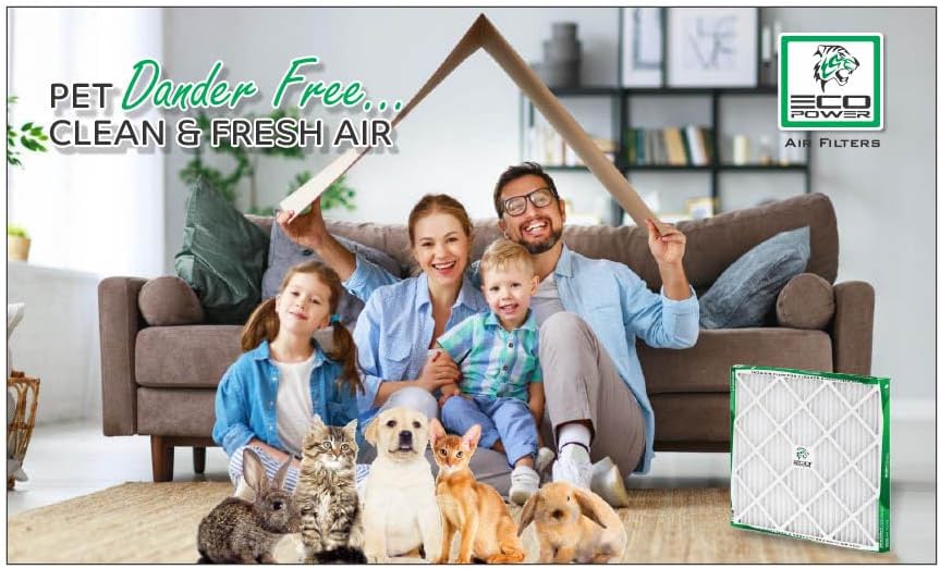 16x25x1 ECO POWER Air Filter MERV 10 (4-Pack), Pleated HVAC AC Furnace Air Filters Replacement, Comparable to MPR 1000 & FPR 7 (Actual Size: 15.6 x 24.6 x 0.75 Inches), SB2481