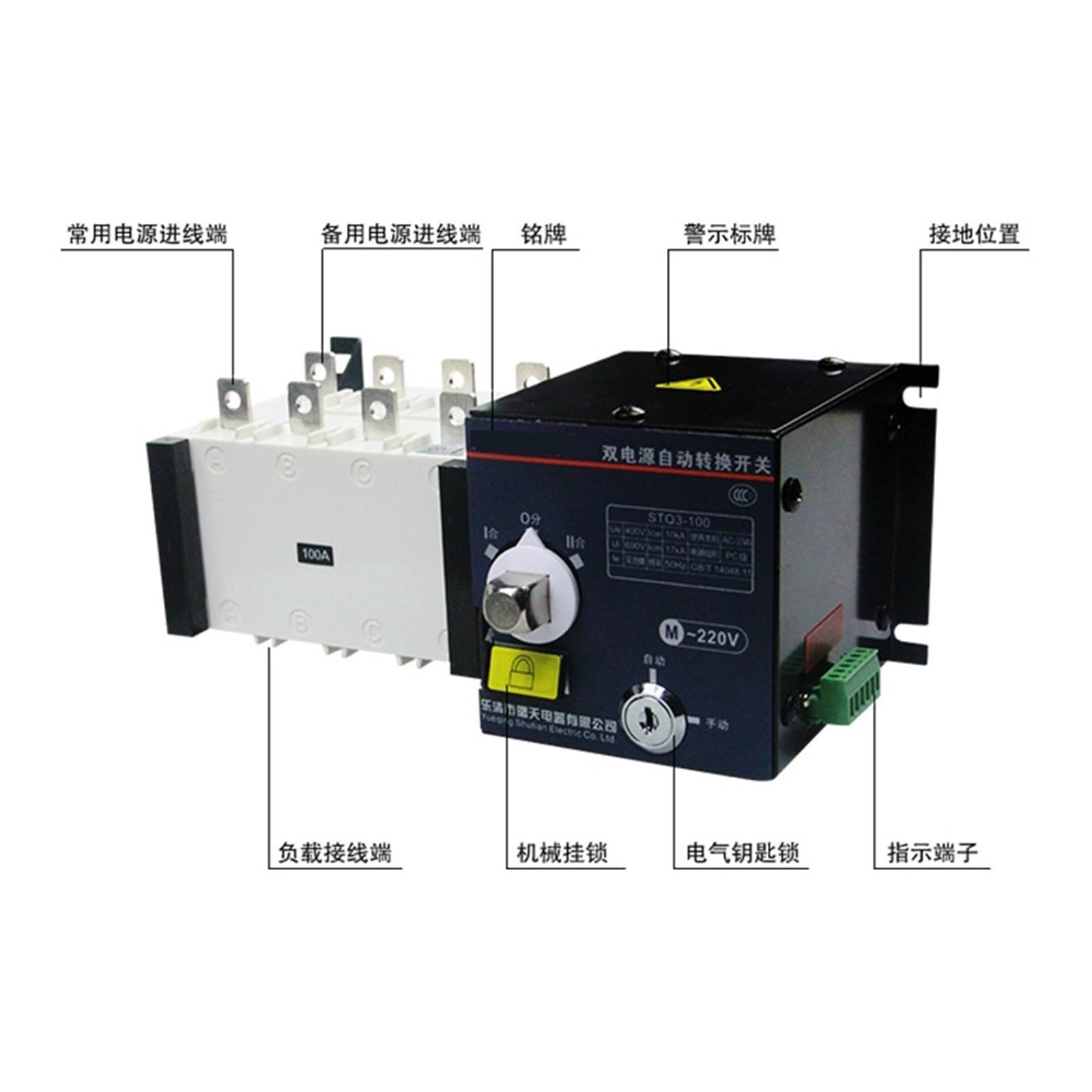 interruptor de transferencia automática Interruptor de aislamiento de conmutación automática de Interruptor de Transferencia Automática de Doble potencia a nivel de PC 100A/4P 160A 250A 400A(100A/4P)
