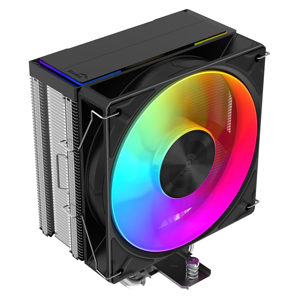 SAMA A40L Dissipatore ad aria per CPU a torre singola- 4 tubi di calore, ventola AGRB da 120 mm, TDP 240 W, bassa rumorosità 29 dBA, compatibile con Intel LGA 1700/​1200/​115X e AMD AM4/​AM5 - argento