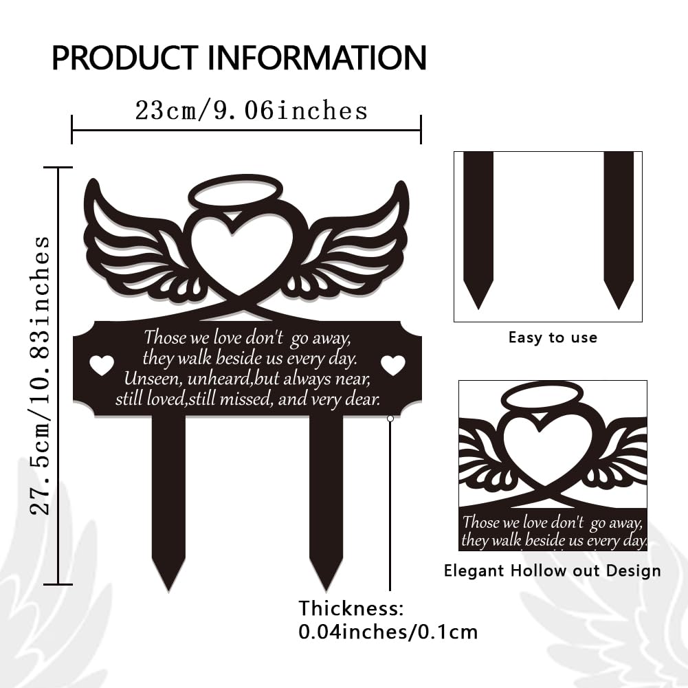 BEUNITONE Love Memorial Angel Wings Metal Plaque 9.5x10.8