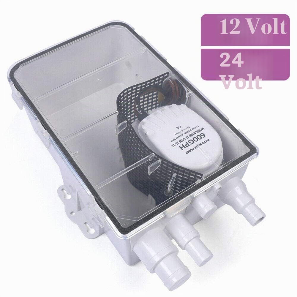 Boot Duschpumpe 12V & Automatische Bilgenpumpe - Duschsumpfpumpensystem | Boots-Bilgenwasserpumpe | 600GPH | Multi Port | für Boot Wohnmobil Bilge