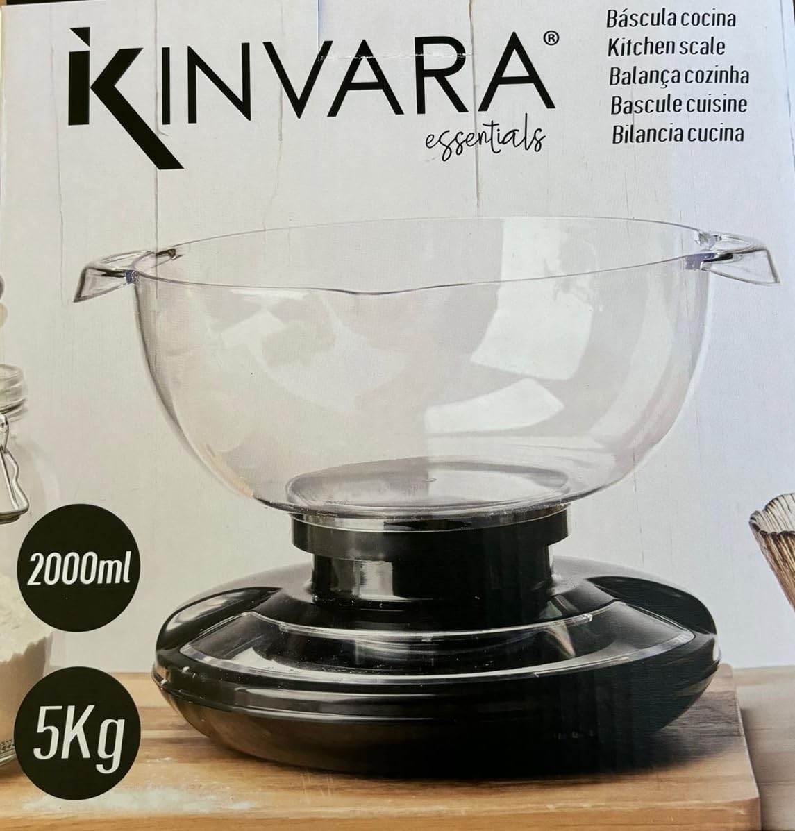 Bilancia da Cucina Meccanica Analogica 5kg con Contenitore Misuratore 2L