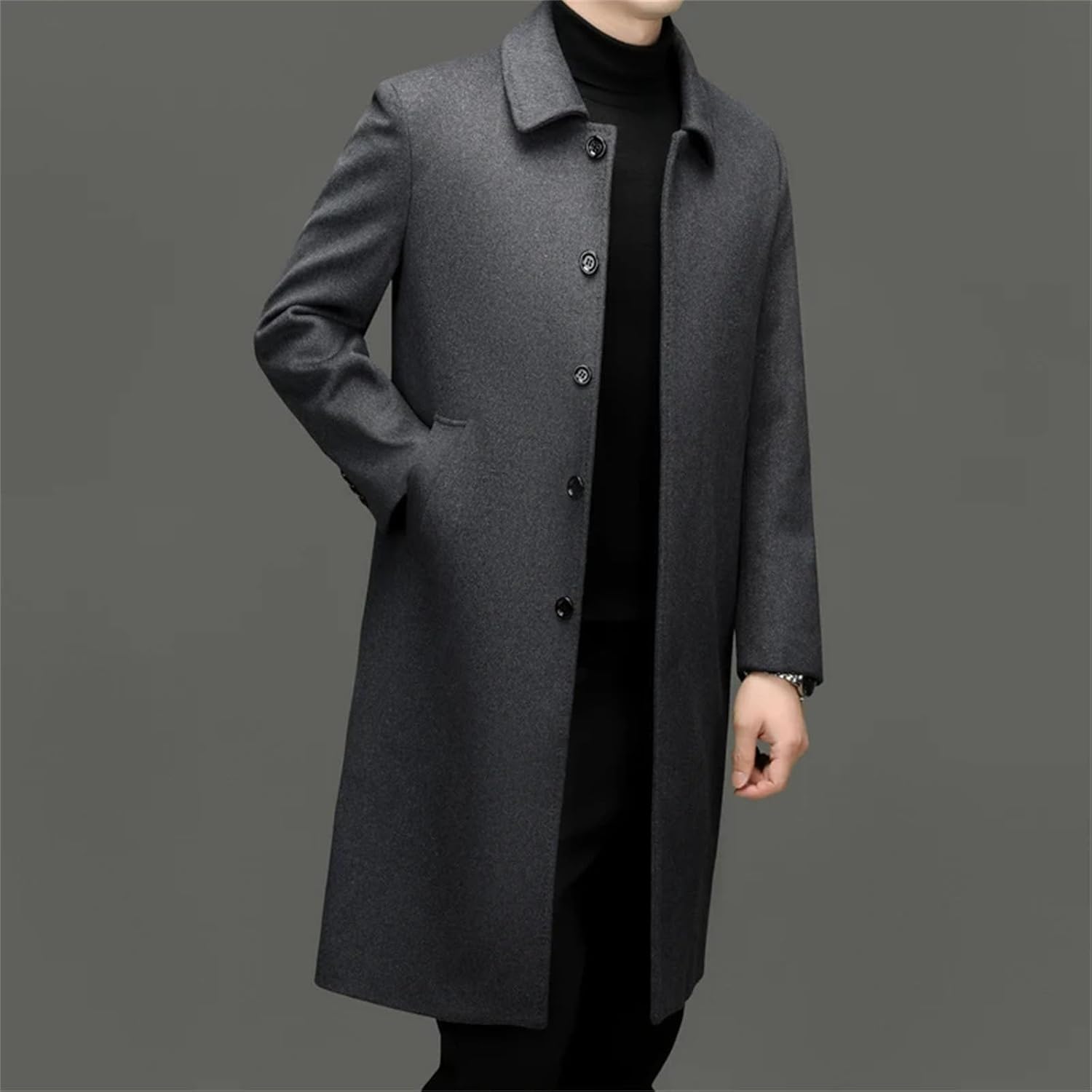 Men's Fashionable Cashmere Coats Winter Mid-length Lapel Jackets Wool And Woolen Fabrics Tops