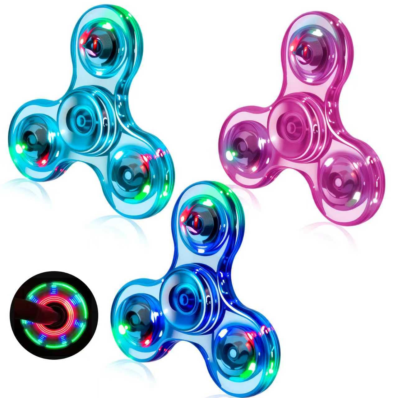 FIGROL 3 Pack Fidget Spinners, Led Light Up Fidget Spinner, Crystal Finger Toy Gift for Children, Stress Reduction and Anxiety Relief Hand Spinner