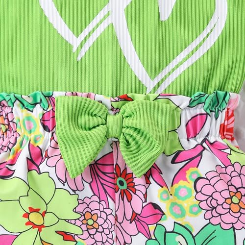 Image of 3-8 T Toddler Girls Clothing Set Ruffle Sleeve Bow Tie Top + Floral Shorts Set