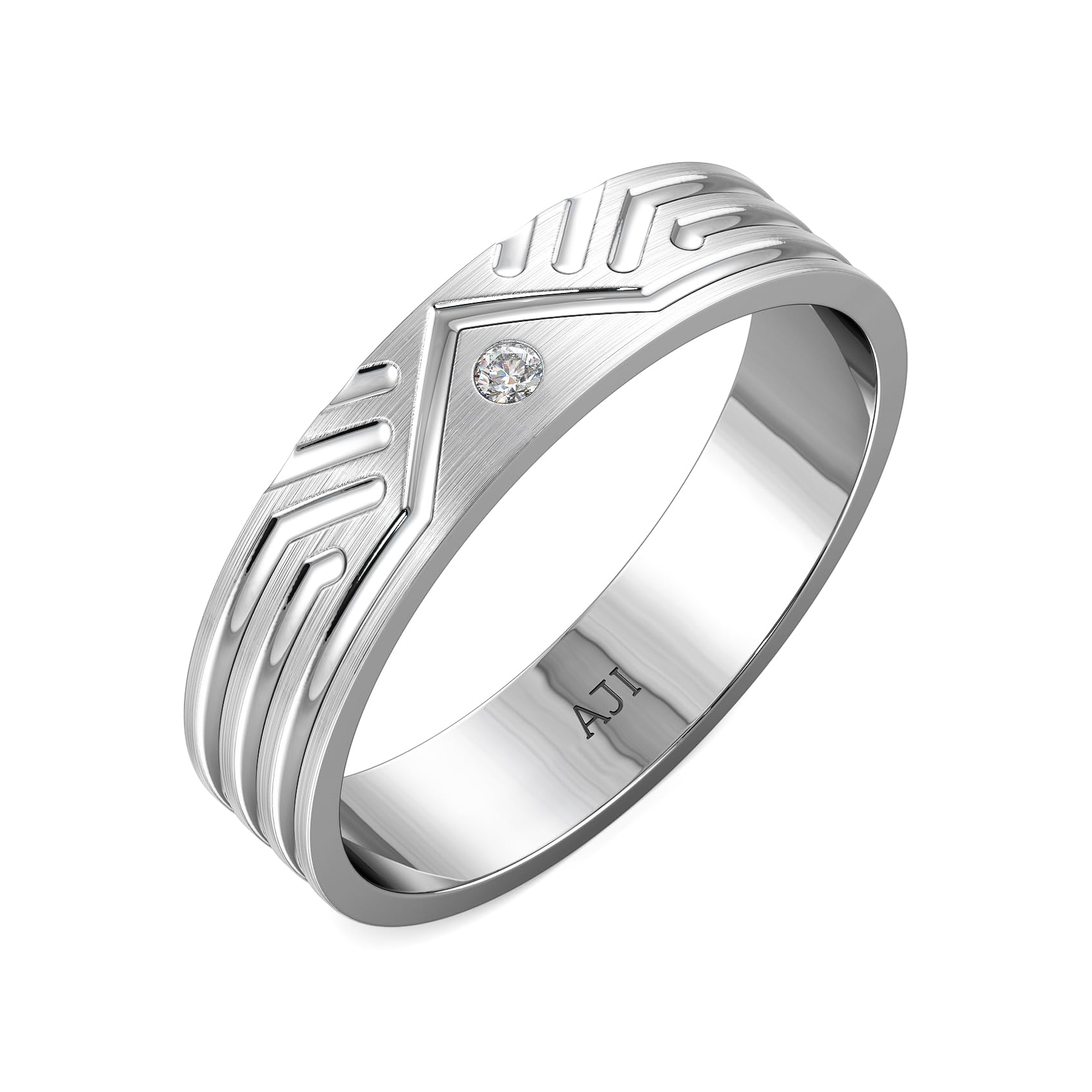 joyalukkas 950 Platinum Purity VVS Clarity & EF Coloured Angular Texture Platinum Ring For Men-picture-28