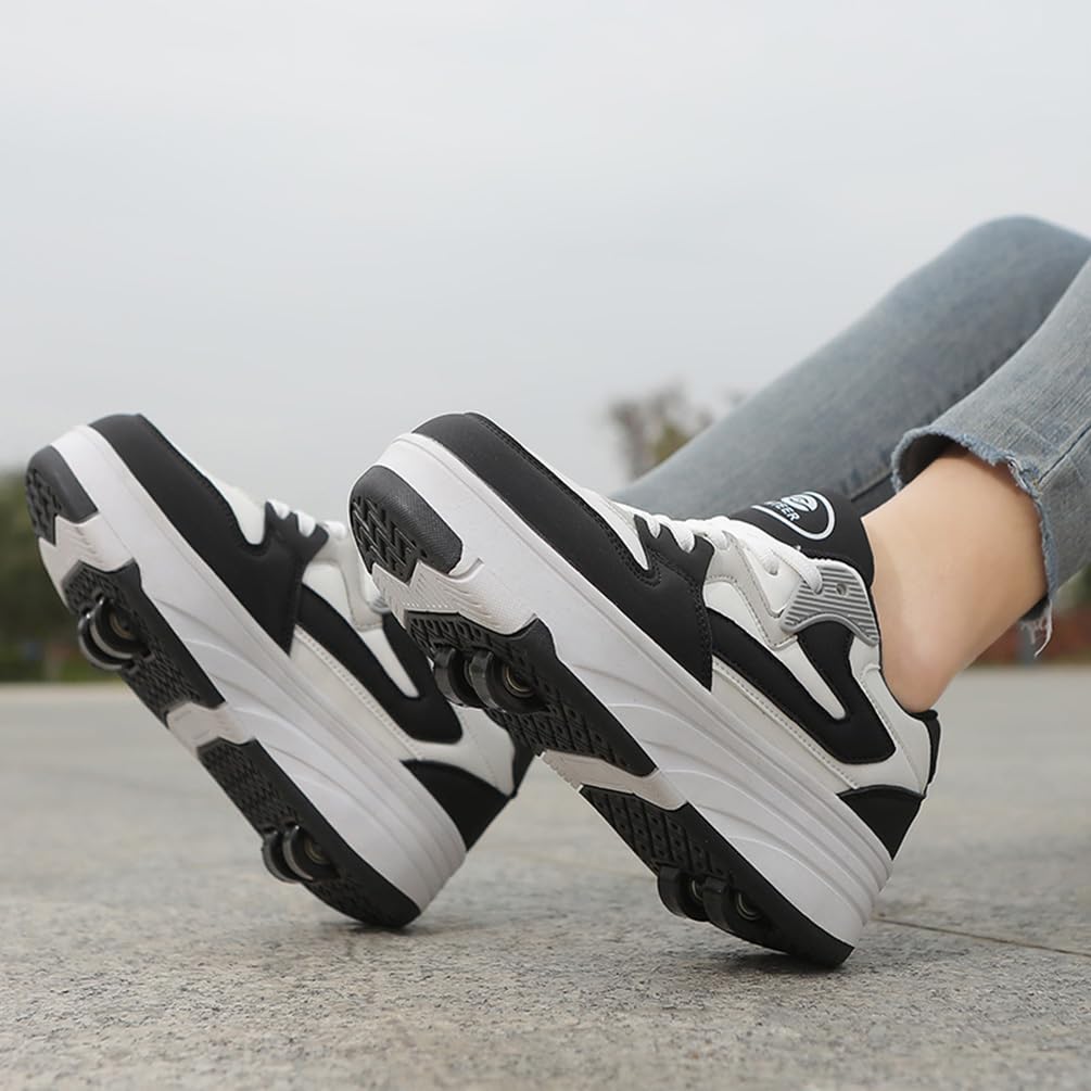 Dziewczęce buty na kółkach dla chłopców buty do deskorolki dla dzieci 2 w 1 wielofunkcyjne buty na rolkach buty na rolkach buty damskie, Rolka S4, 41 EU