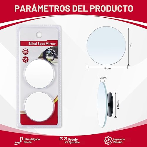 Vista 3 de LivTee Espejo de Punto Ciego, 2 pulgadas, redondo, de vidrio HD, sin marco, retrovisores convexos, accesorios exteriores con ángulo amplio ajustable