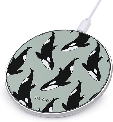 Killer Whales Wireless Charger Pad 10W Fast Charging Pad Compatible with iPhone 15 14 13 12 Series Samsung Galaxy Series
