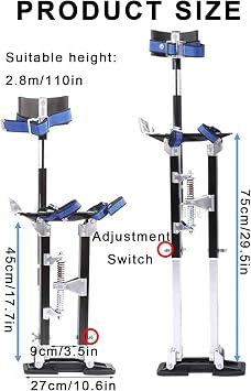 Stilts for Construction, Adjustable Height Drywall Stilt, 45Cm/17.7In-75Cm/29.5In, for Indoor And Outdoor Decoration, Installation And Maintenance