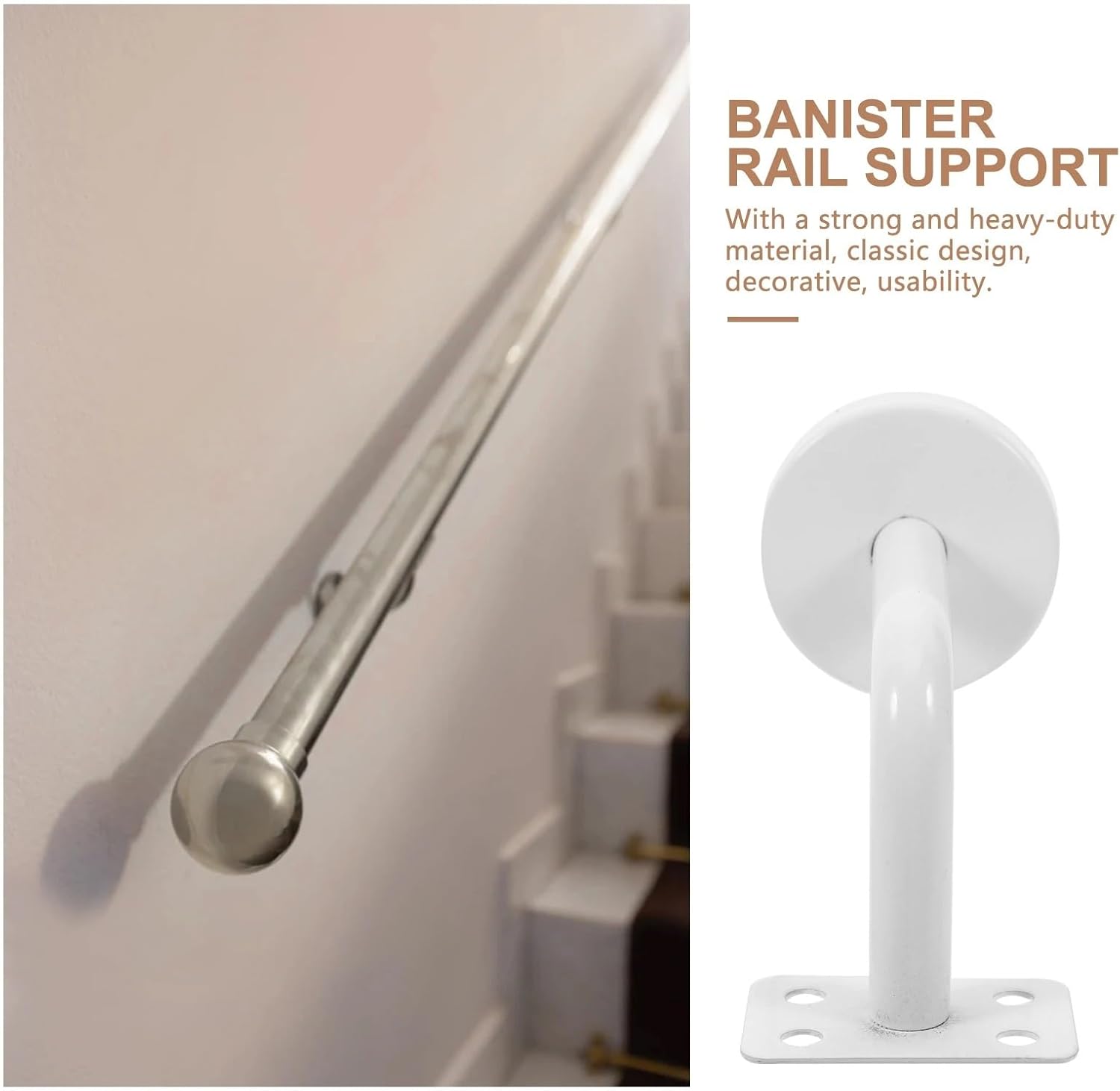 Handrail Bracket 10pcs WallMounted Handrail Brackets Durable StainlessSteel StairwayRailing for Stairways, Home or Office Stair Support