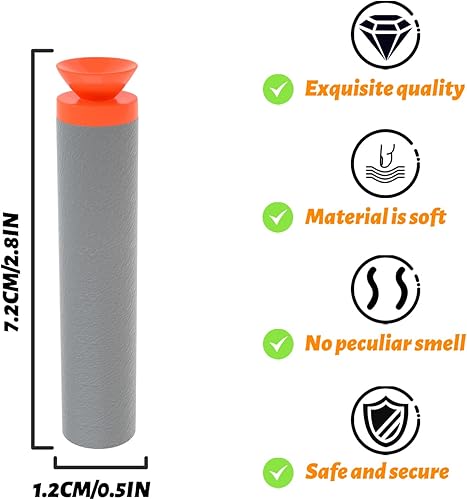 Miniatura 2 de EKIND Paquete de 100 piezas de repuesto de dardos de succión de bala de espuma compatible con NERF N-Strike Series Blaster (gris)